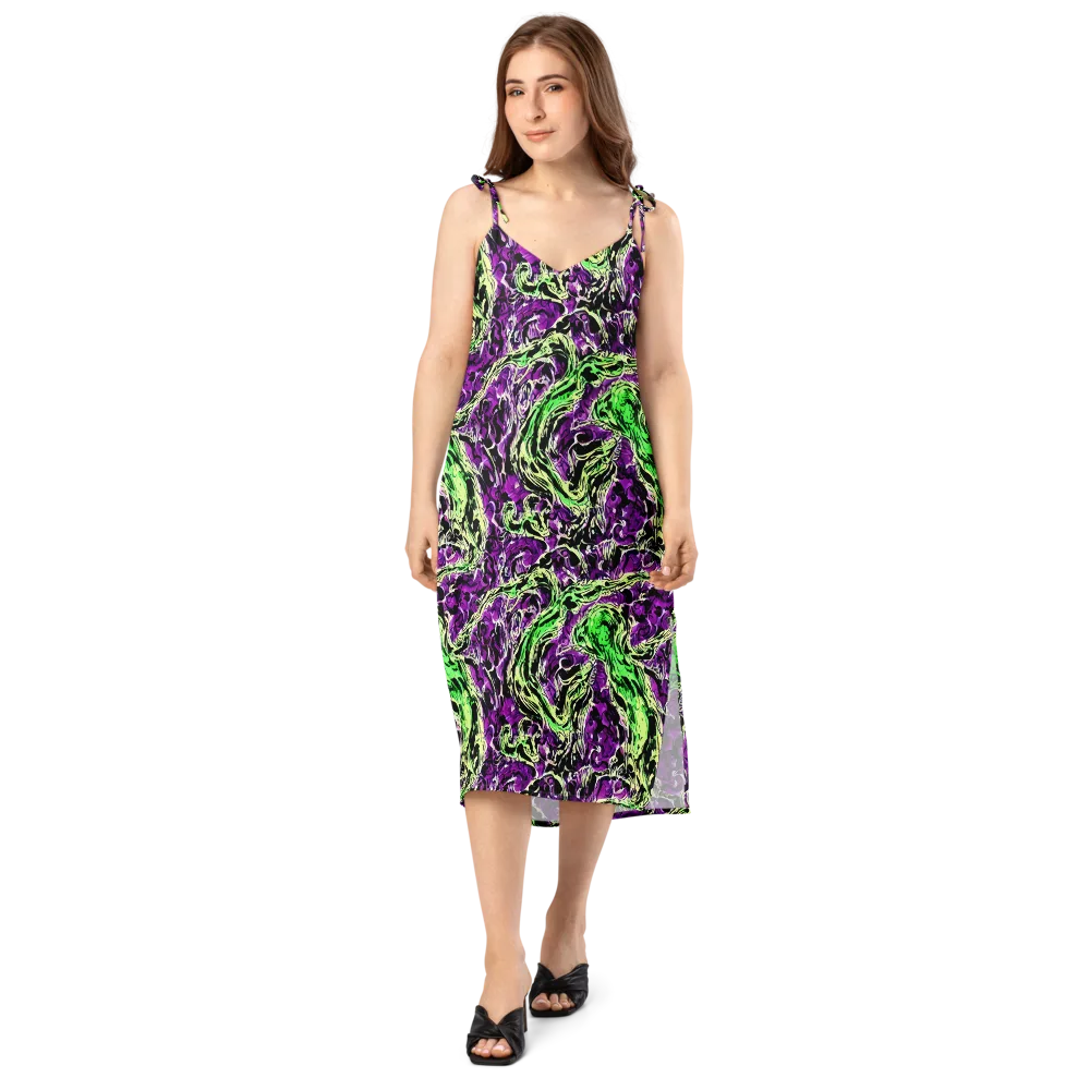 Psychedelic Noir on Slip Dress — Front