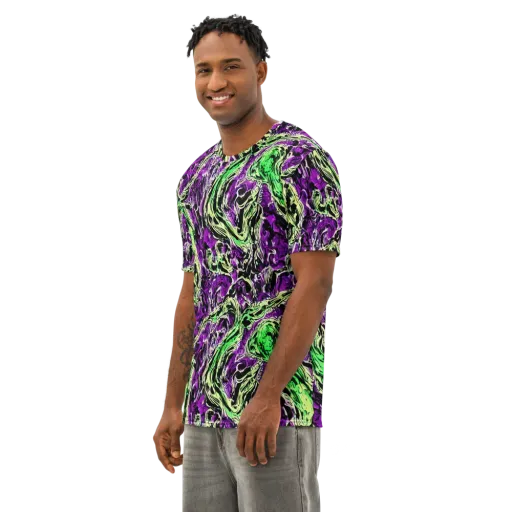 Psychedelic Noir on a Men's Cotton Crew Neck T-Shirt