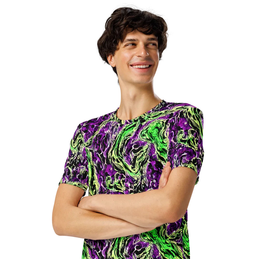 Psychedelic Noir on Men's Crew Neck T-Shirt — Left Front