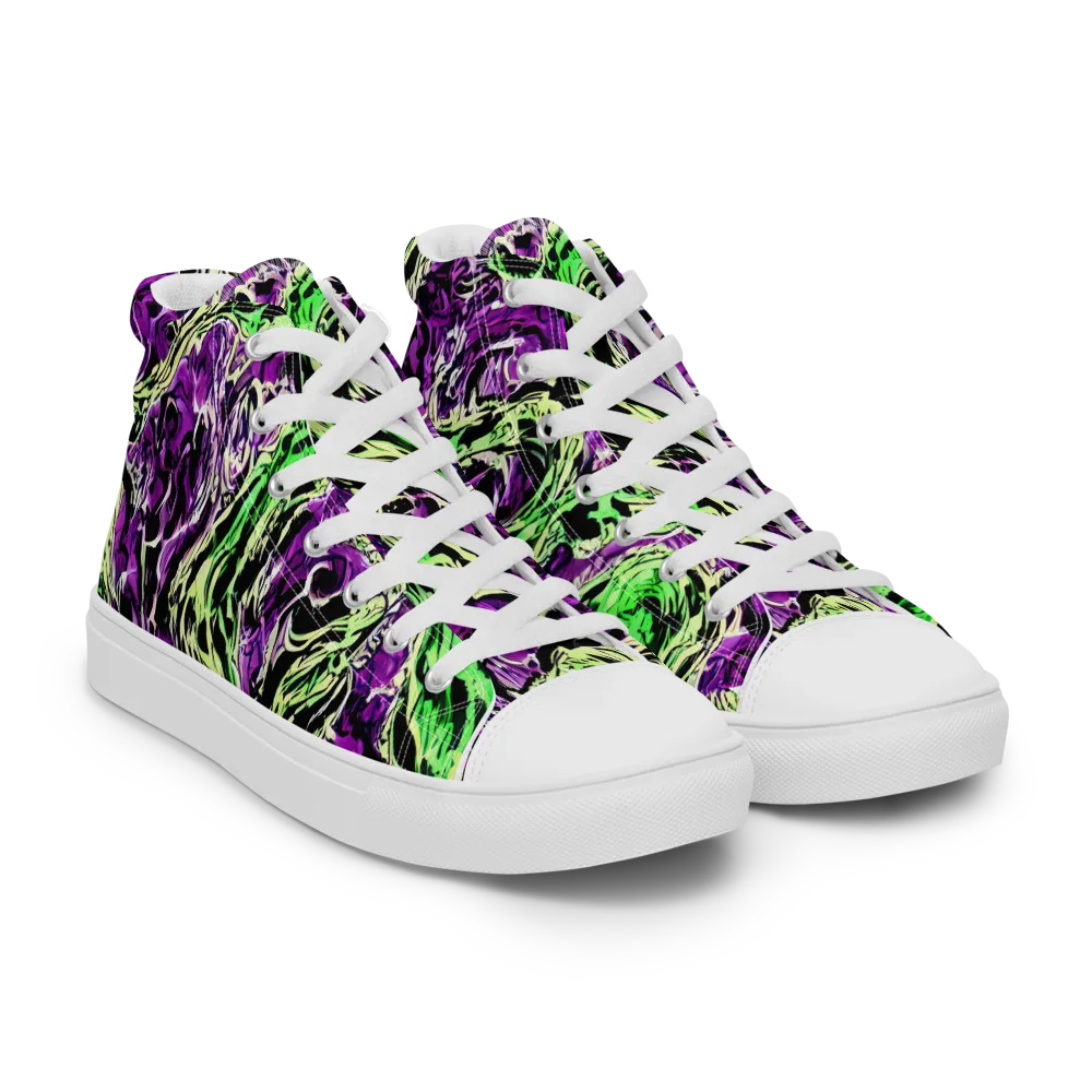 Psychedelic Noir on Men's High Top Canvas Shoes — Right Front