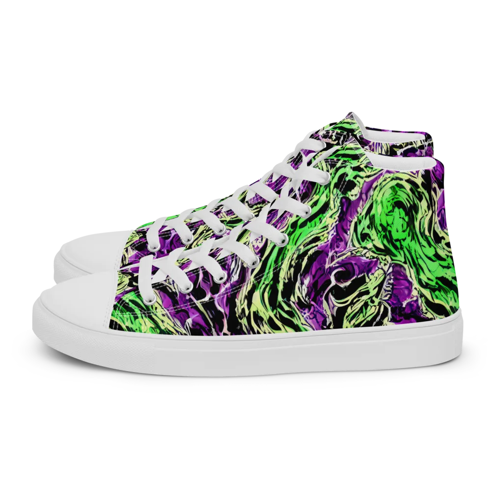 Psychedelic Noir on Men's High Top Canvas Shoes — Left