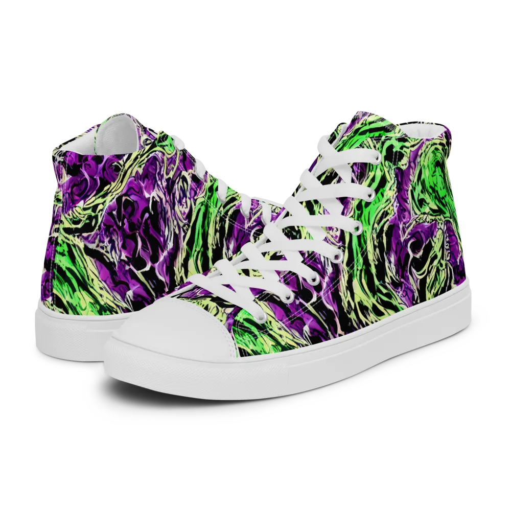 Psychedelic Noir on Men's High Top Canvas Shoes — Left