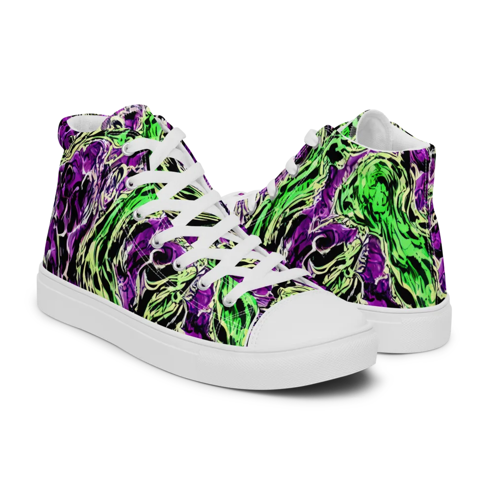 Psychedelic Noir on Men's High Top Canvas Shoes — Right
