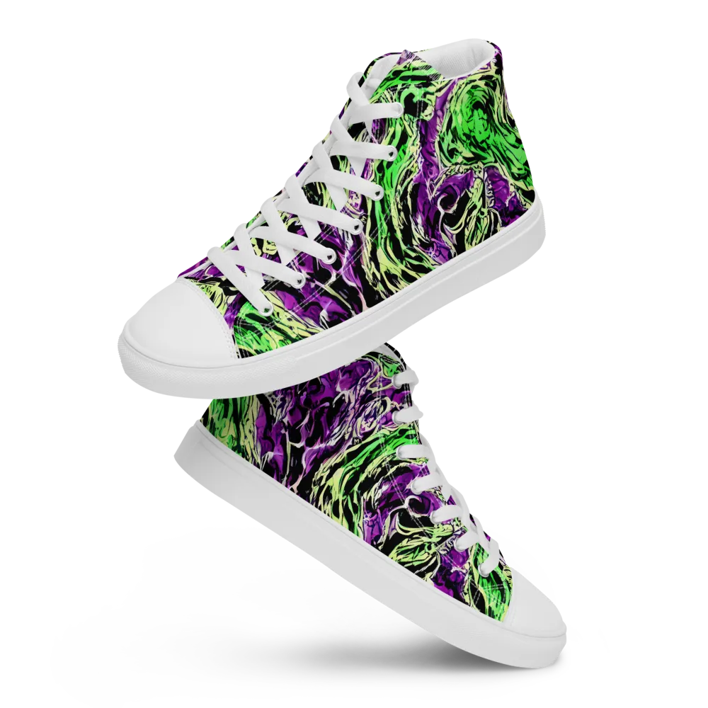 Psychedelic Noir on Men's High Top Canvas Shoes — Front