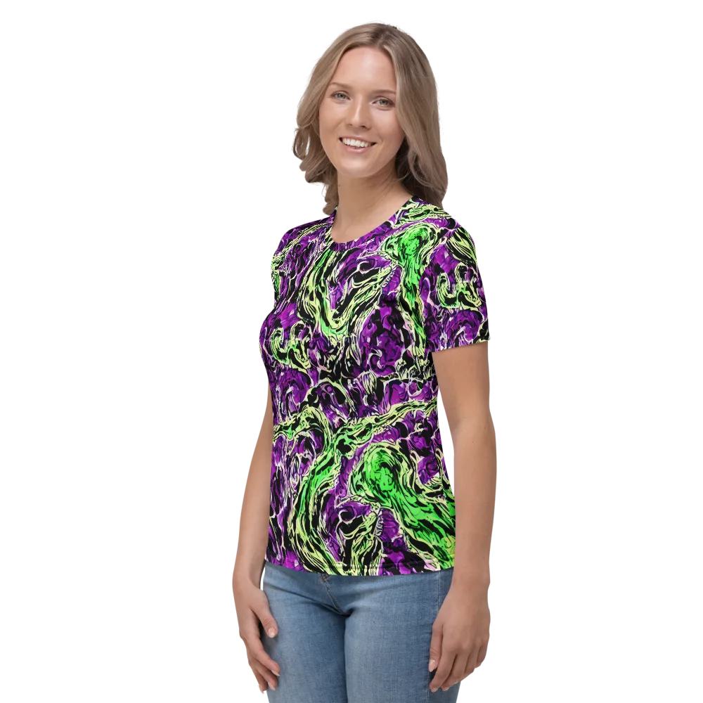 Psychedelic Noir on Women's Crew Neck T-Shirt — Left