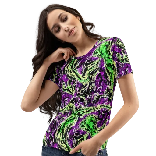 Psychedelic Noir on a Women's Crew Neck T-Shirt