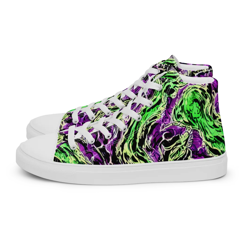 Psychedelic Noir on Women's High Top Canvas Shoes — Left