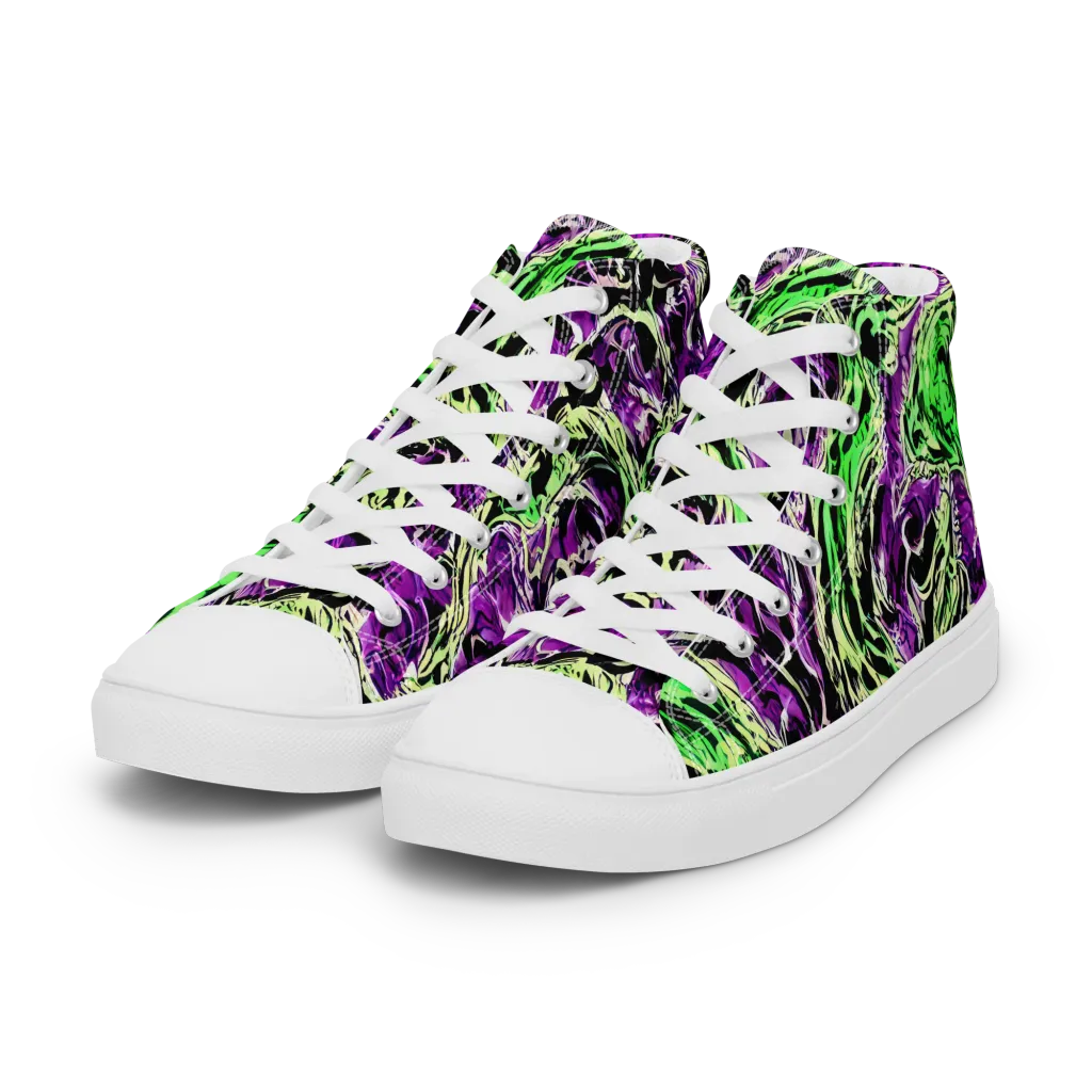 Psychedelic Noir on Women's High Top Canvas Shoes — Left Front