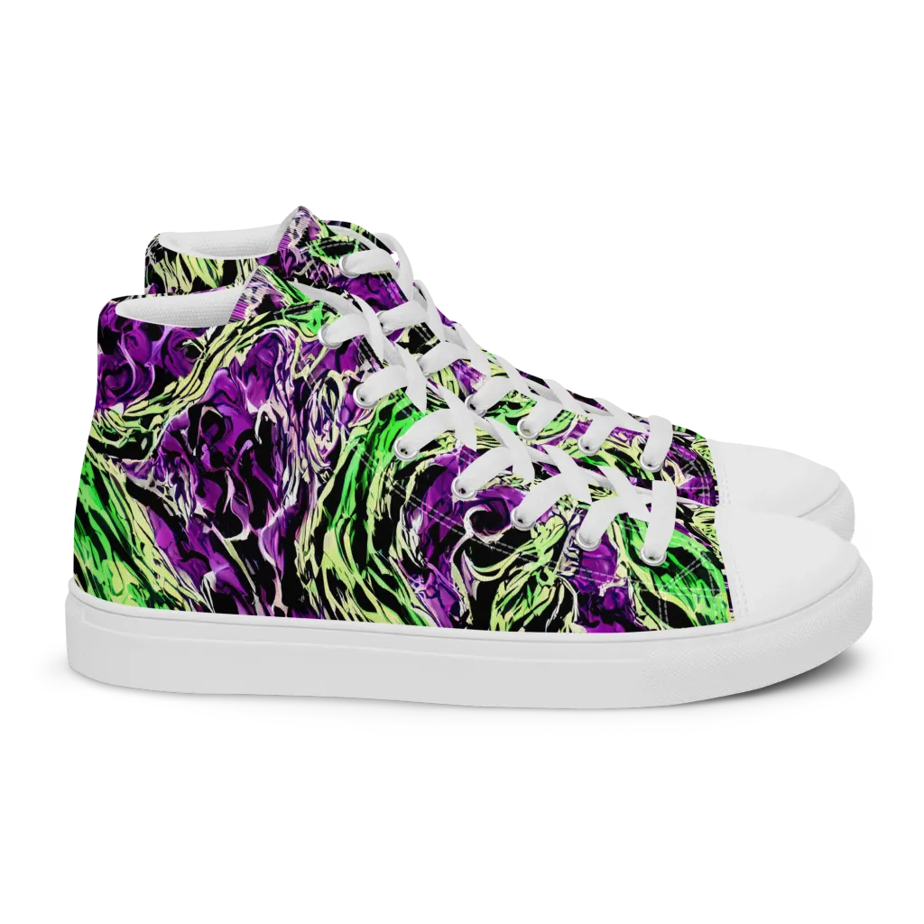 Psychedelic Noir on Women's High Top Canvas Shoes — Right