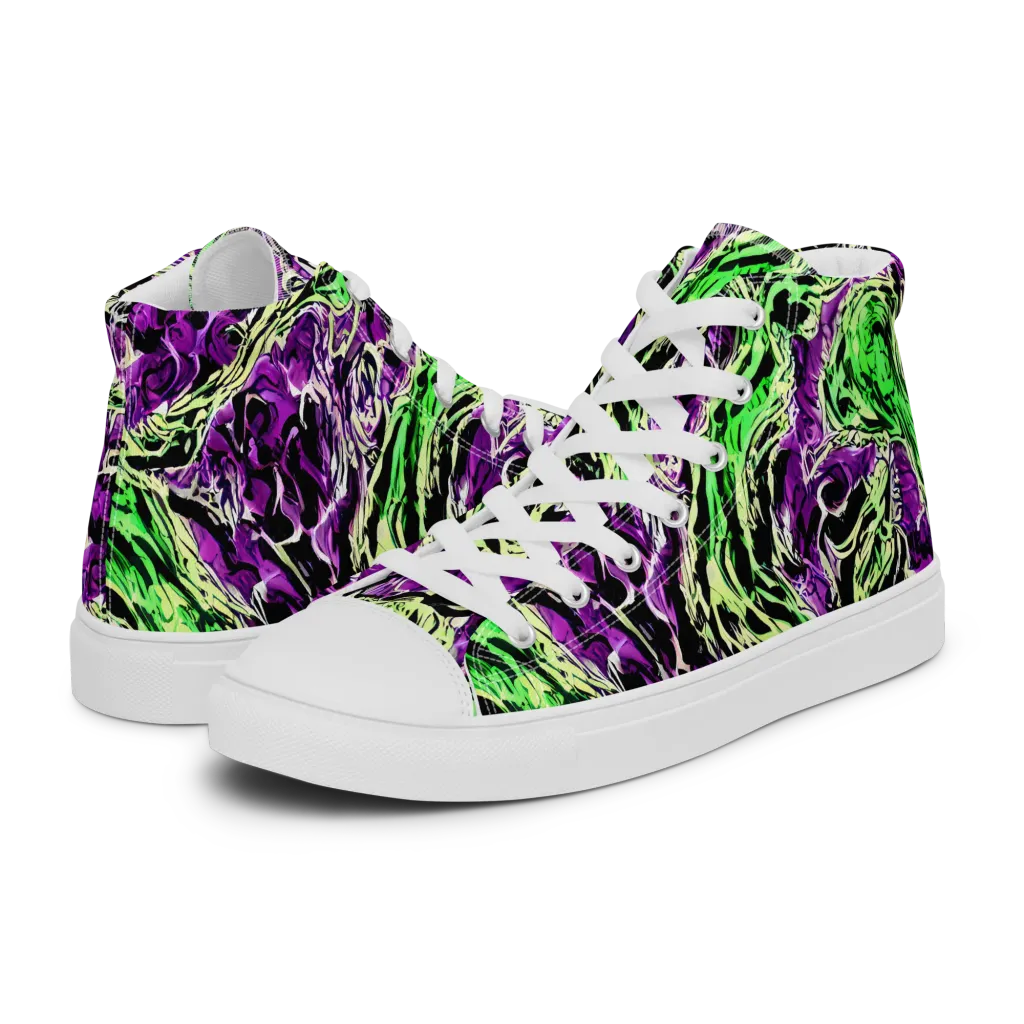 Psychedelic Noir on Women's High Top Canvas Shoes — Left