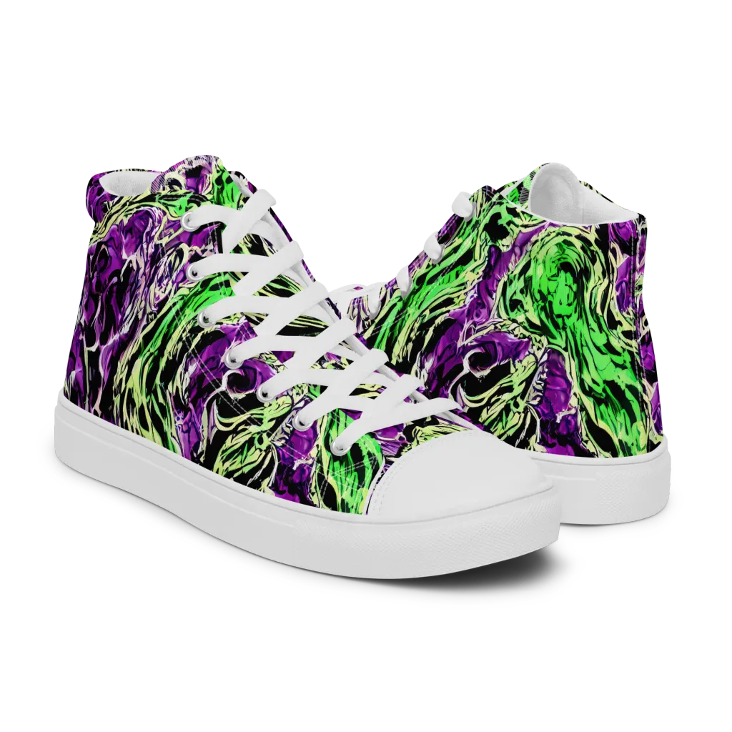 Psychedelic Noir on Women's High Top Canvas Shoes — Right