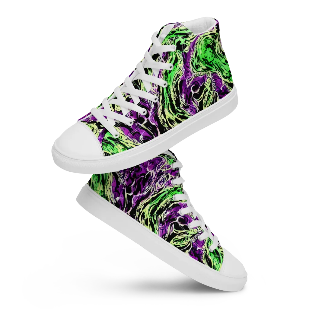 Psychedelic Noir on Women's High Top Canvas Shoes — Front