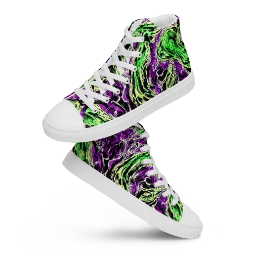 Psychedelic Noir on a Women's High Top Canvas Shoes