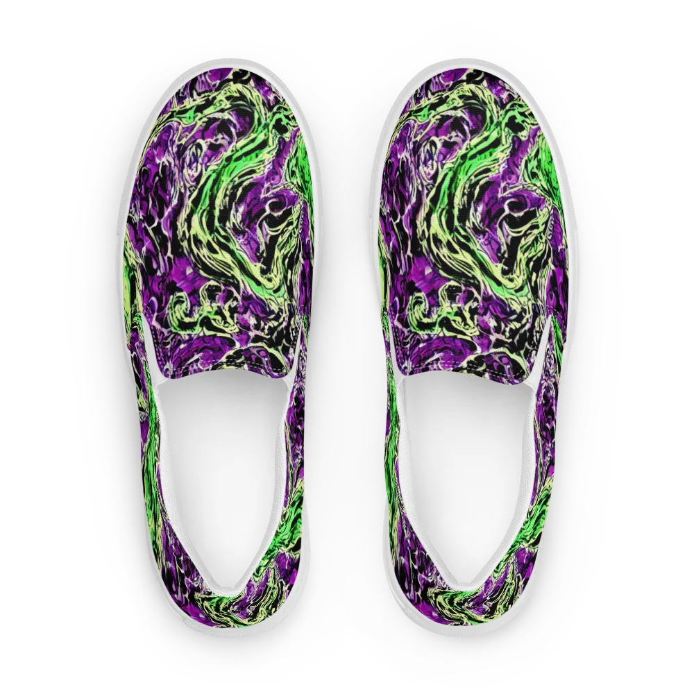 Psychedelic Noir on Men's Slip-On Canvas Shoes — Front