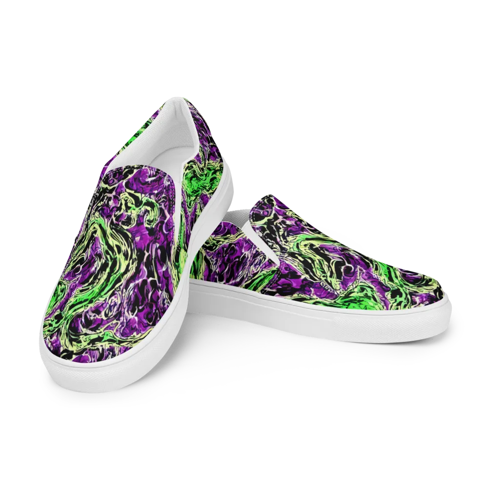 Psychedelic Noir on Men's Slip-On Canvas Shoes — Left Front