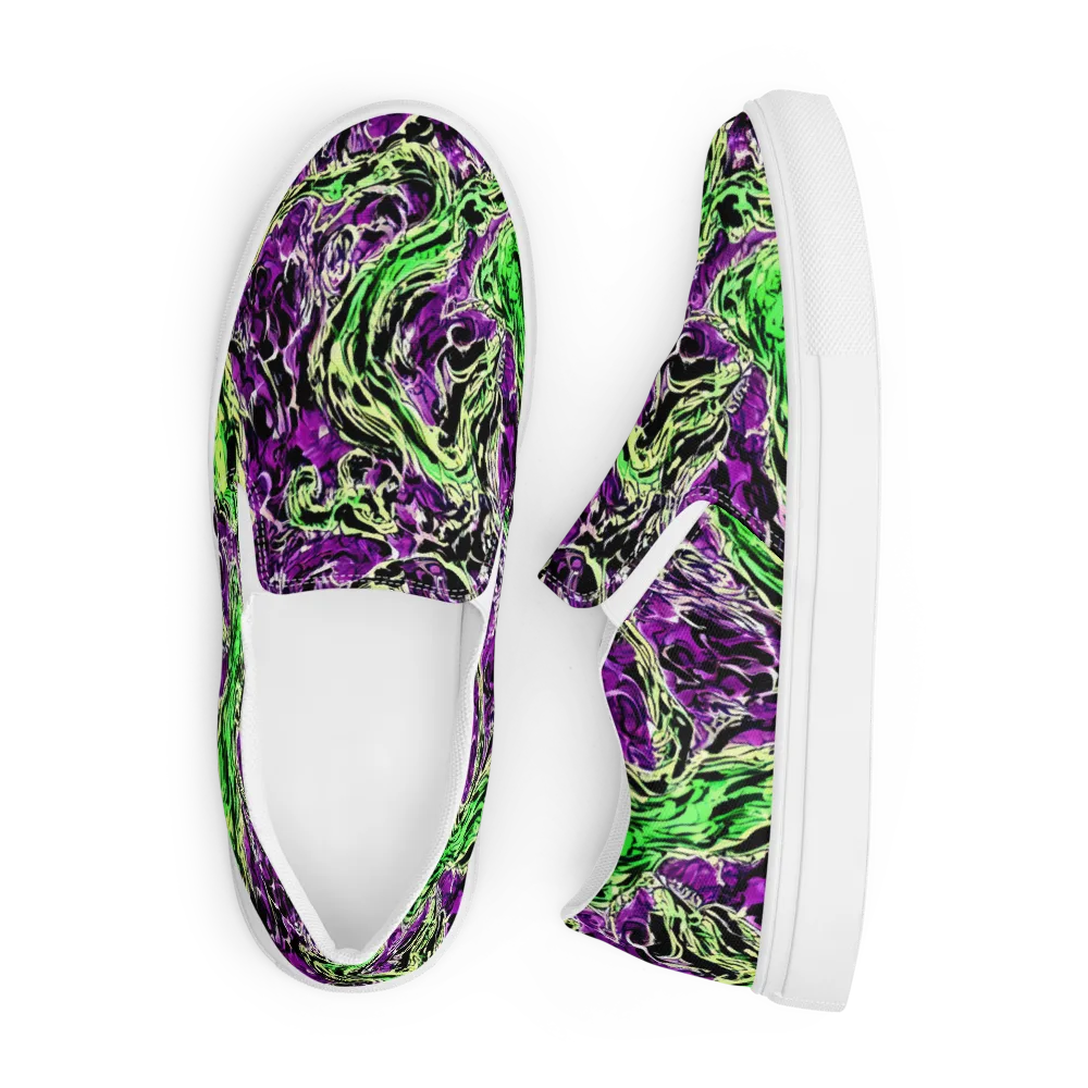 Psychedelic Noir on Men's Slip-On Canvas Shoes — Front