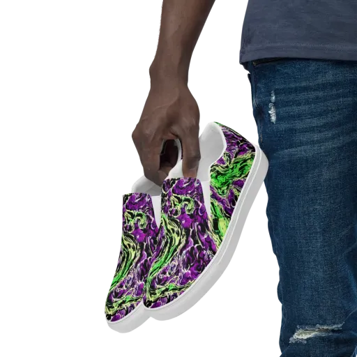 Psychedelic Noir on a Men's Slip-On Canvas Shoes