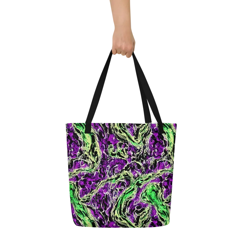 Psychedelic Noir on Large Tote Bag W/ Pocket — Front