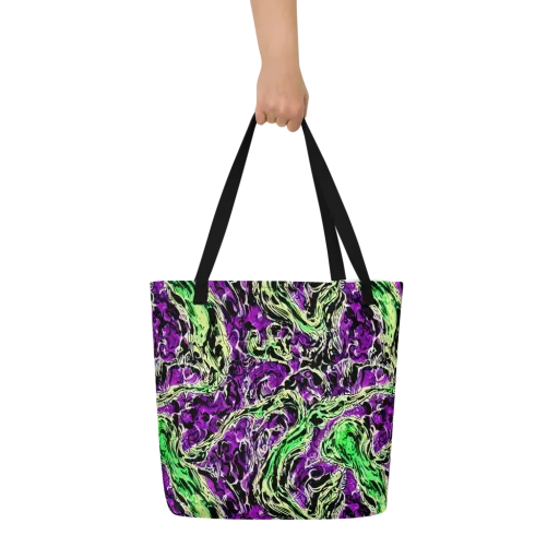 Psychedelic Noir on a Large Tote Bag W/ Pocket