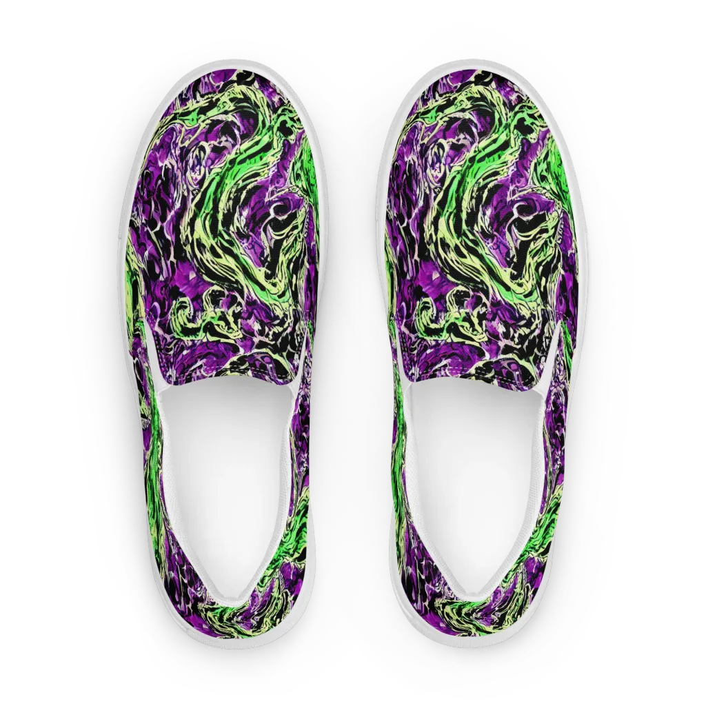 Psychedelic Noir on Women's Slip-On Canvas Shoes — Front