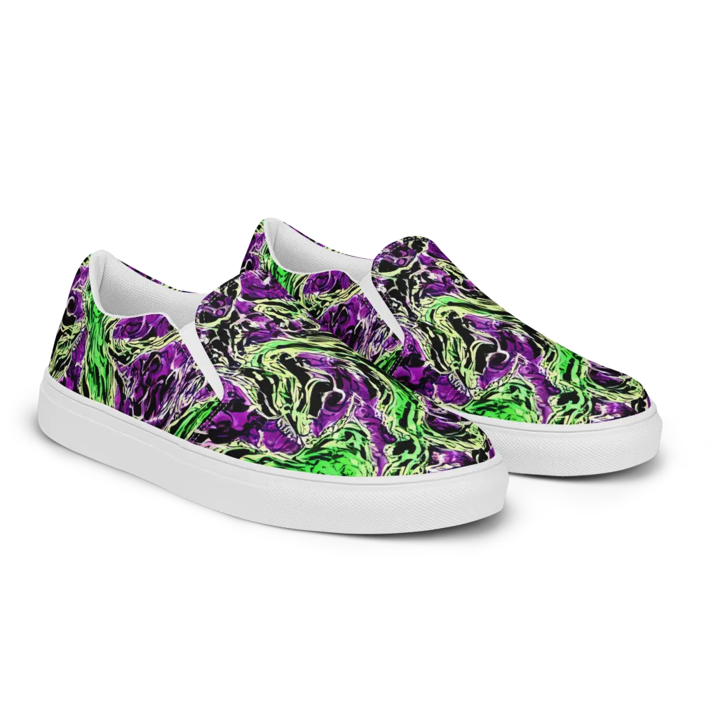 Psychedelic Noir on Women's Slip-On Canvas Shoes — Right Front