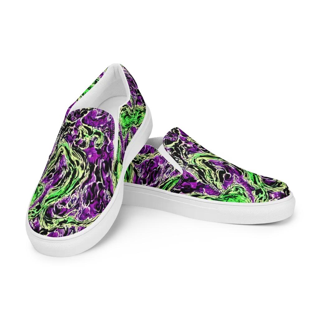 Psychedelic Noir on Women's Slip-On Canvas Shoes — Left Front