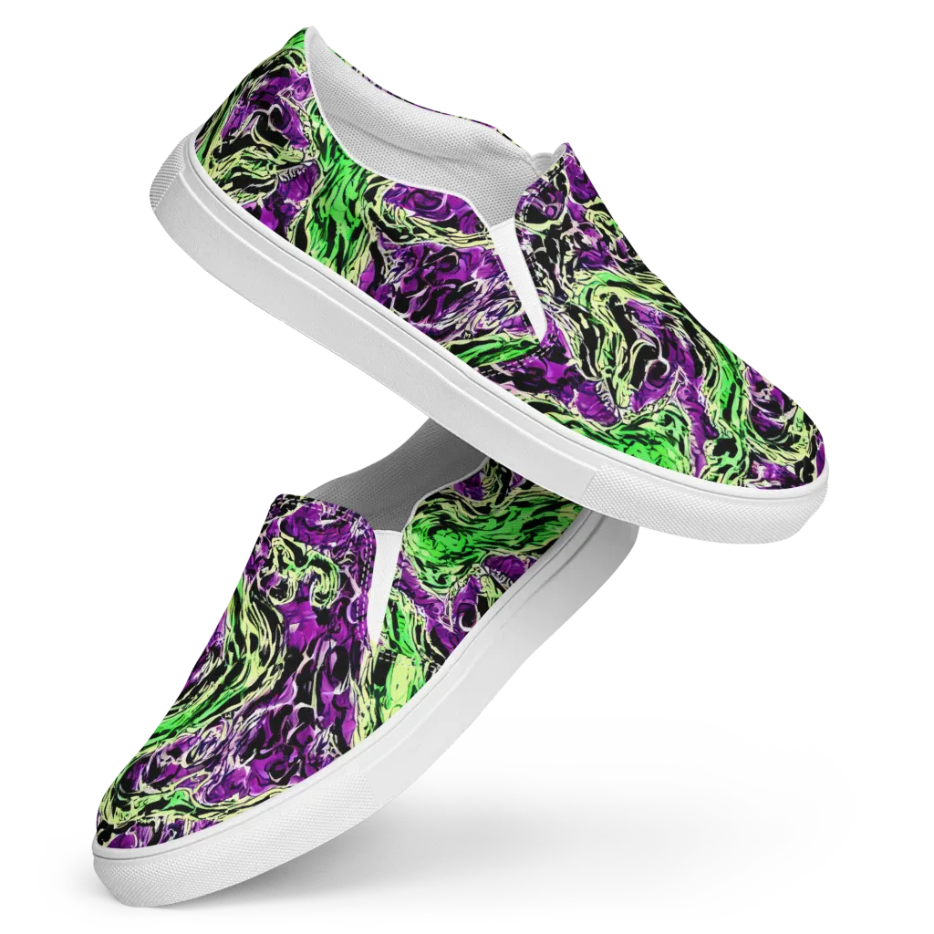 Psychedelic Noir on Women's Slip-On Canvas Shoes — Front