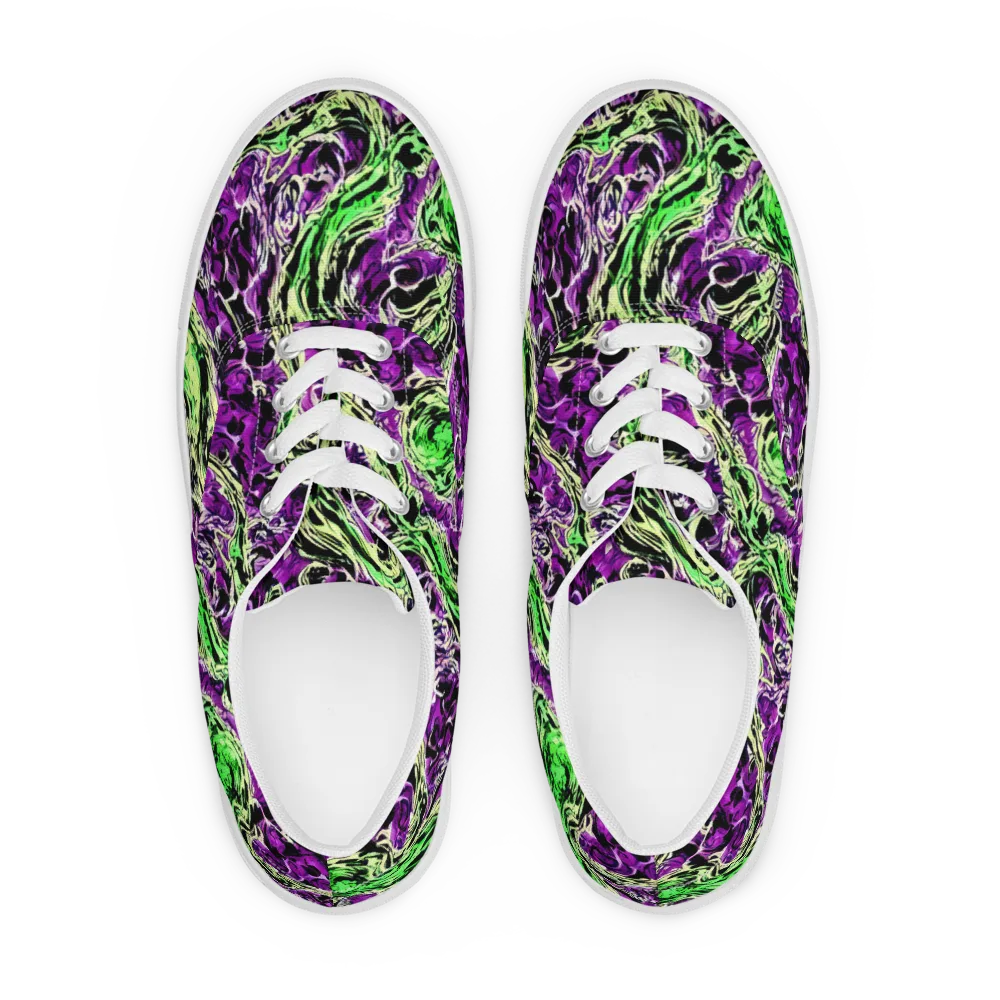Psychedelic Noir on Men's Lace-Up Canvas Shoes — Front