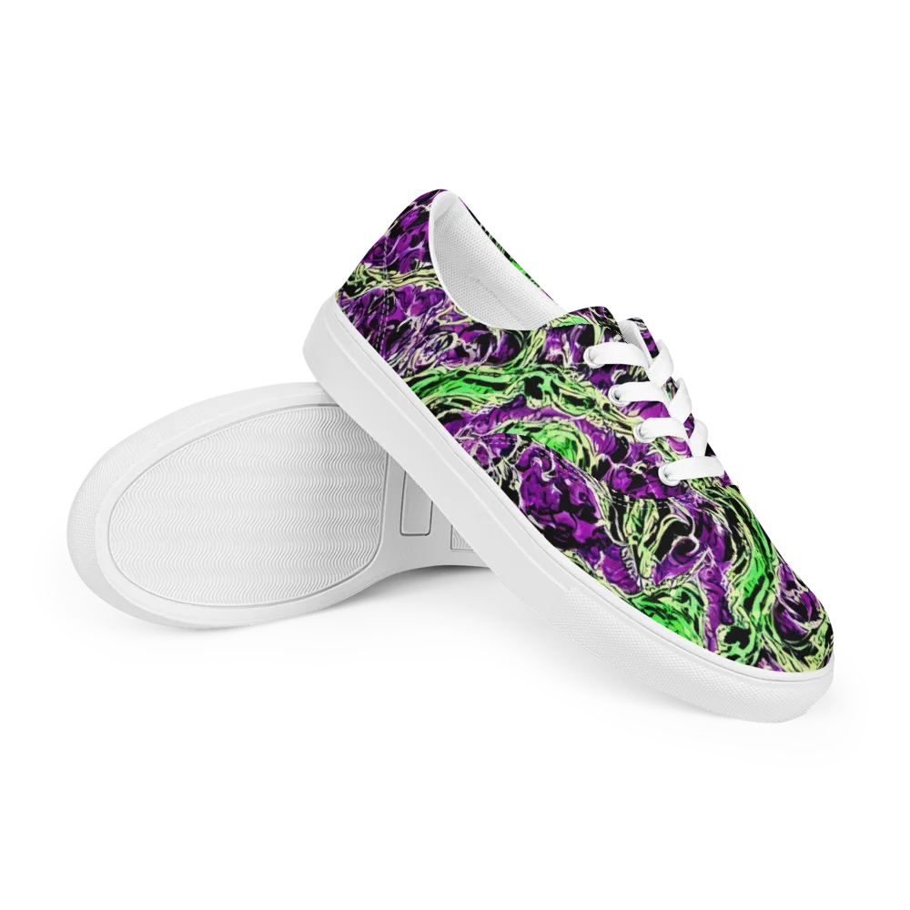 Psychedelic Noir on Men's Lace-Up Canvas Shoes — Right Front