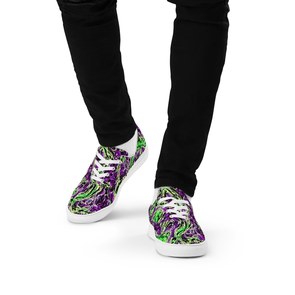 Psychedelic Noir on Men's Lace-Up Canvas Shoes — Front