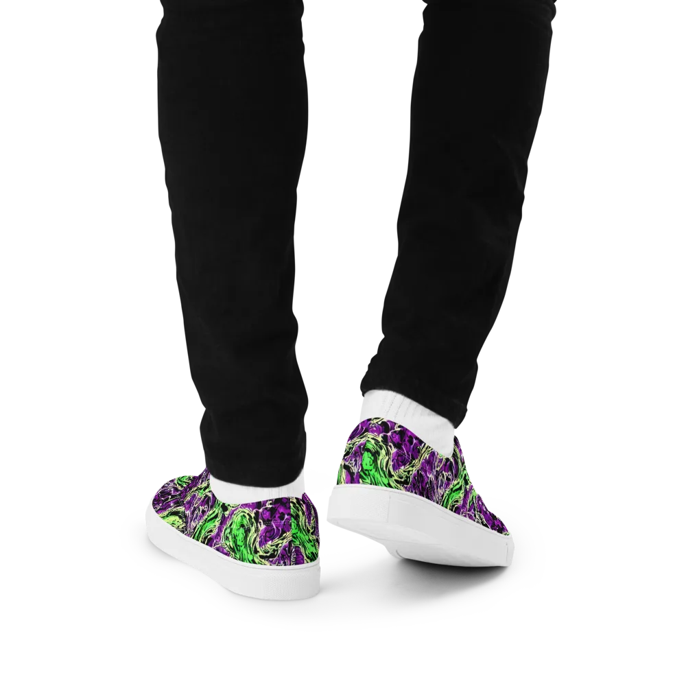 Psychedelic Noir on Men's Lace-Up Canvas Shoes — Back