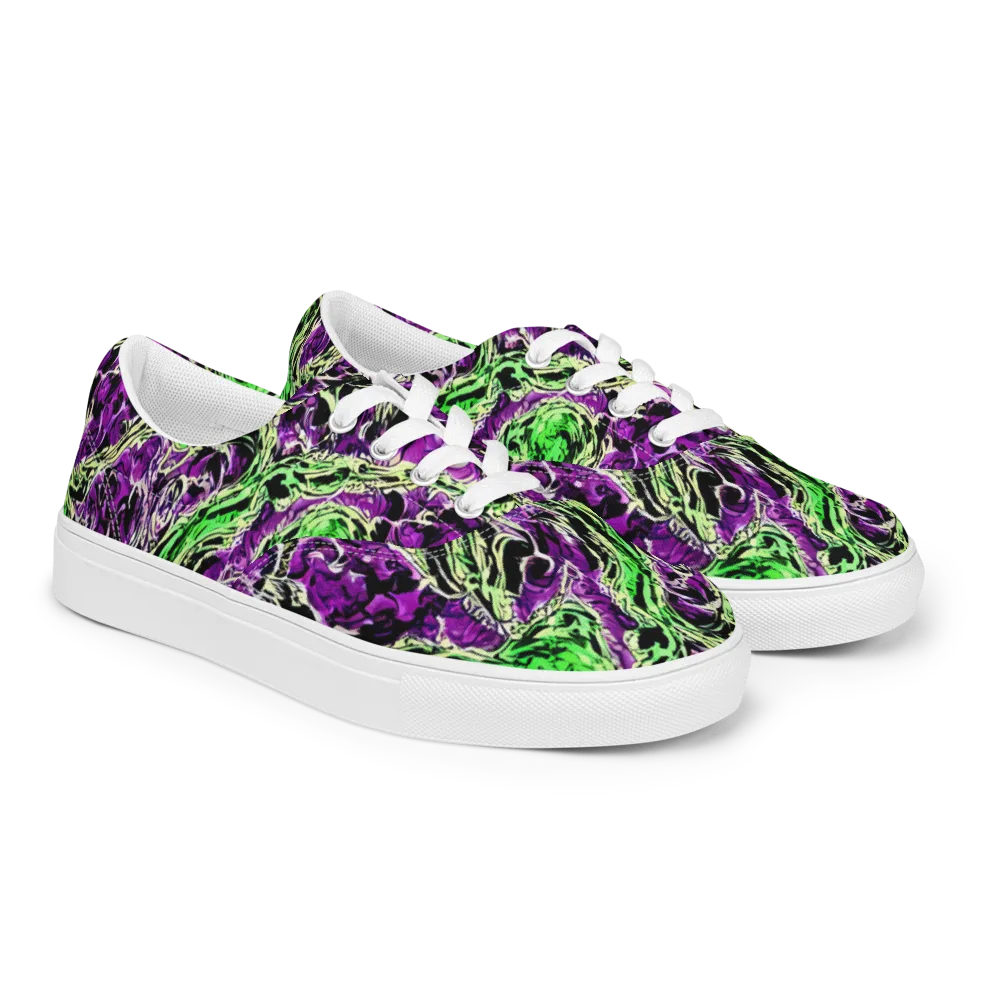 Psychedelic Noir on Men's Lace-Up Canvas Shoes — Right Front