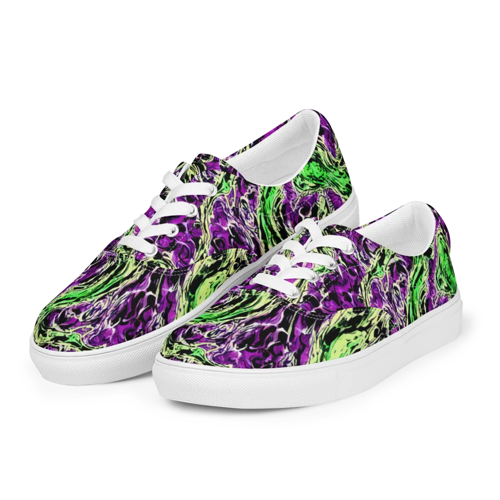 Psychedelic Noir on Men's Lace-Up Canvas Shoes — Left Front