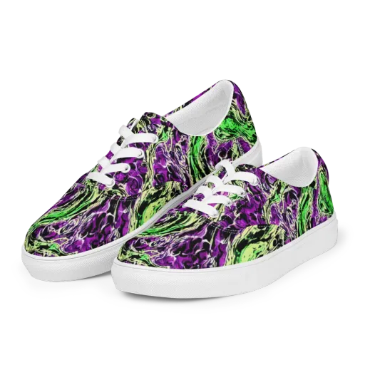 Psychedelic Noir on a Men's Lace-Up Canvas Shoes