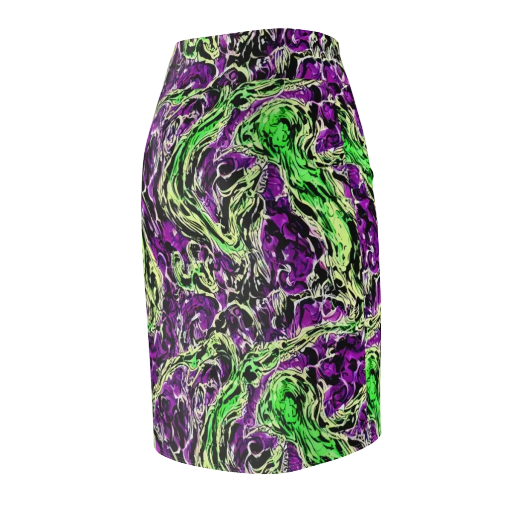Psychedelic Noir on Pencil Skirt — Back Side