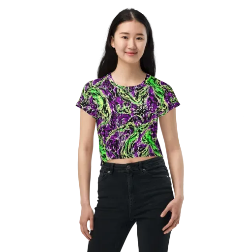 Psychedelic Noir on a Crop Tee