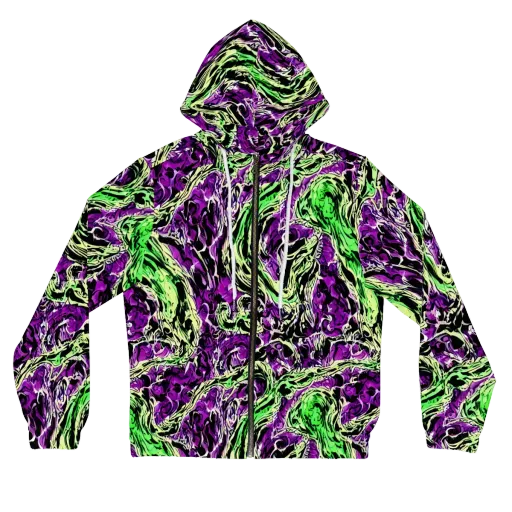 Psychedelic Noir on a Women's Full-Zip Hoodie