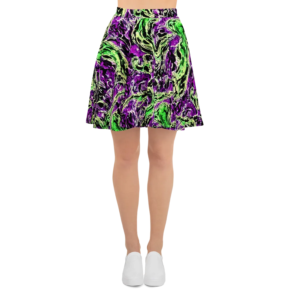Psychedelic Noir on Skater Skirt — Front