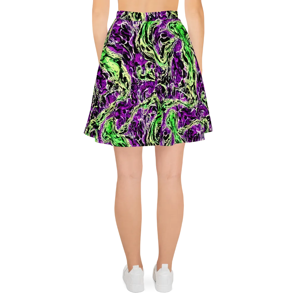 Psychedelic Noir on Skater Skirt — Back
