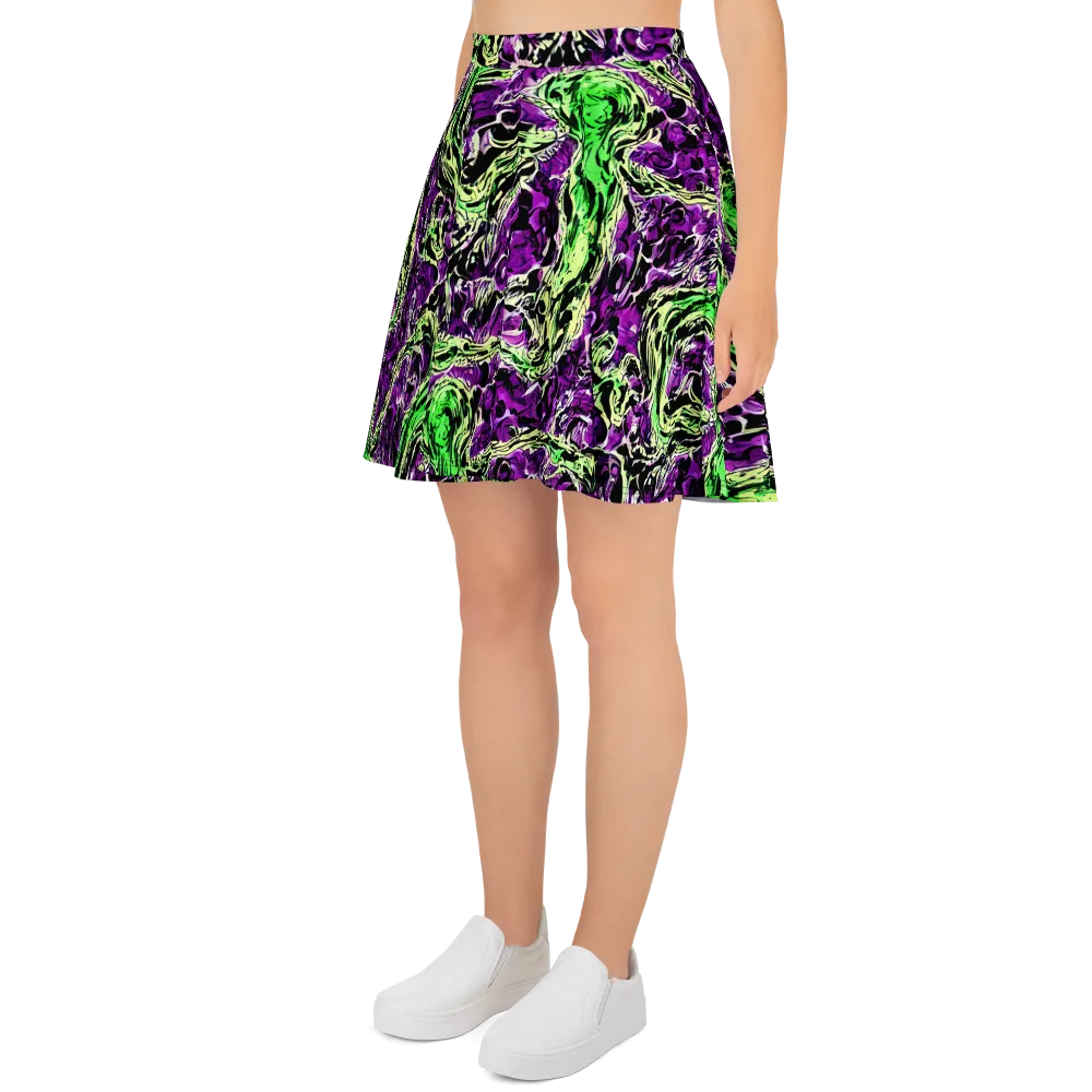 Psychedelic Noir on Skater Skirt — Left