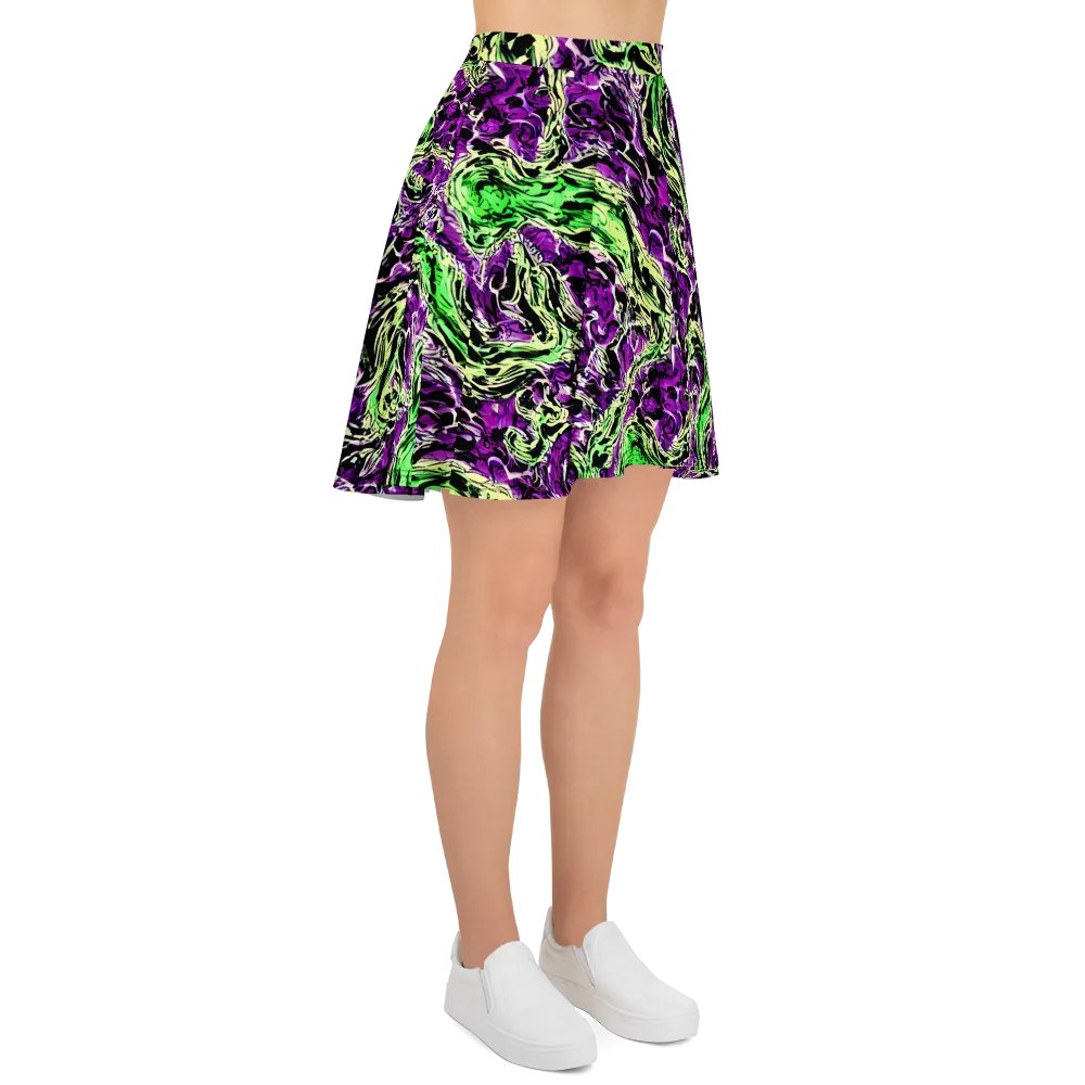 Psychedelic Noir on Skater Skirt — Right