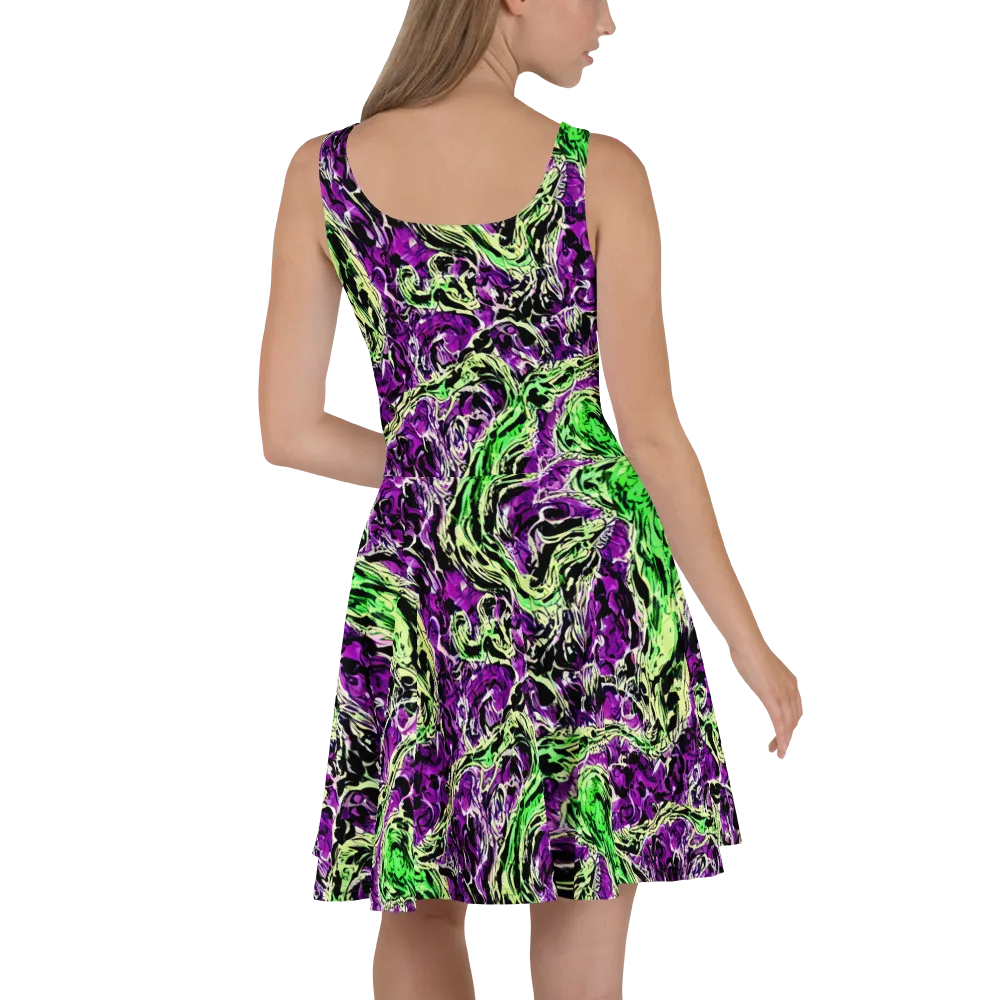 Psychedelic Noir on Skater Dress — Back