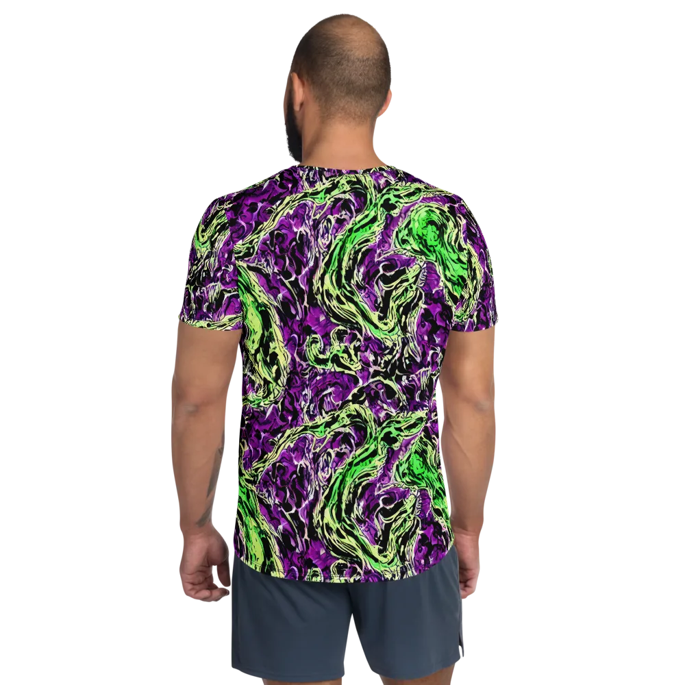Psychedelic Noir on Men's Athletic T-Shirt — Back