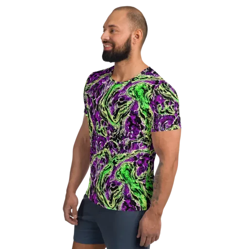 Psychedelic Noir on a Men's Athletic T-Shirt