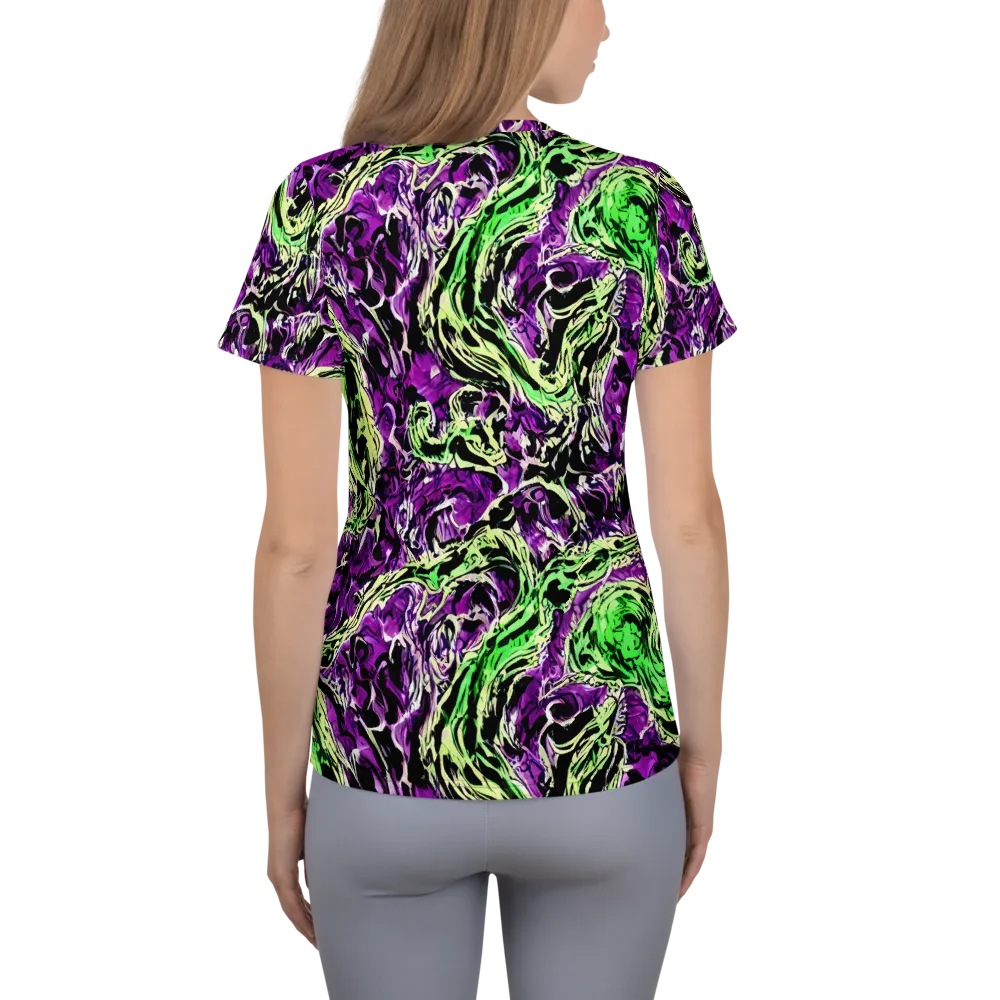 Psychedelic Noir on Women's Athletic T-Shirt — Back
