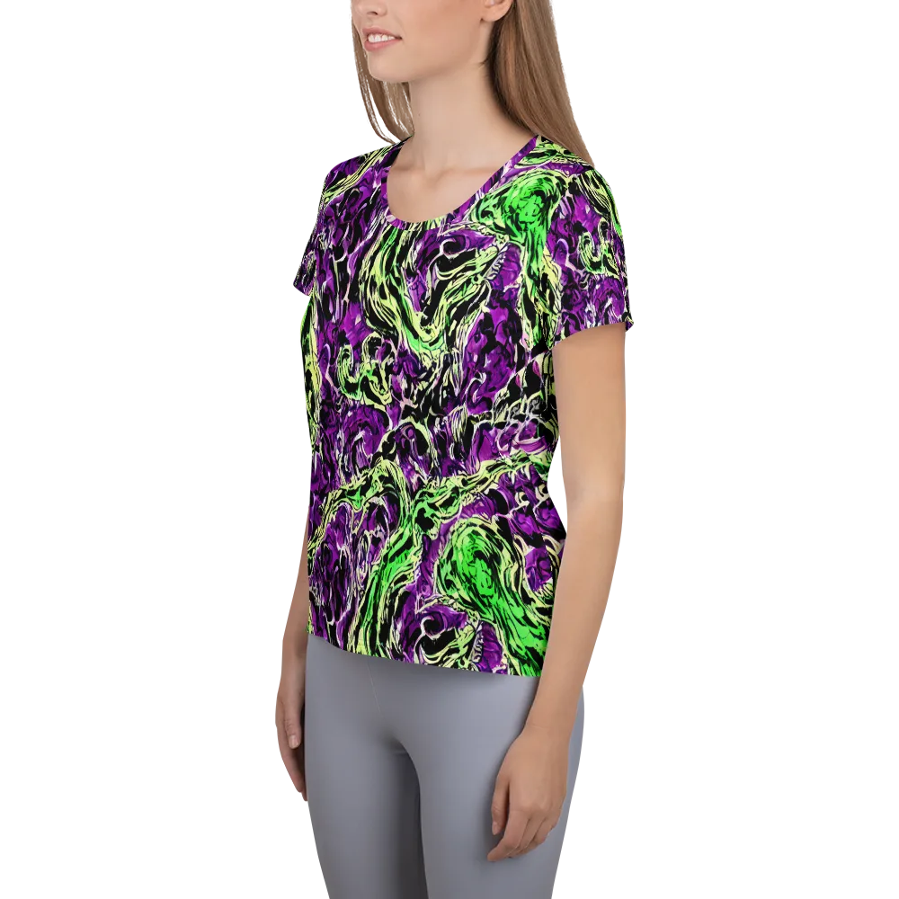 Psychedelic Noir on Women's Athletic T-Shirt — Left