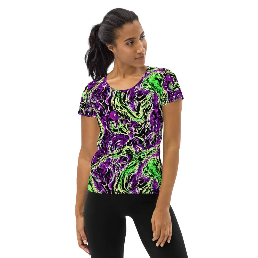 Psychedelic Noir on Women's Athletic T-Shirt — Front