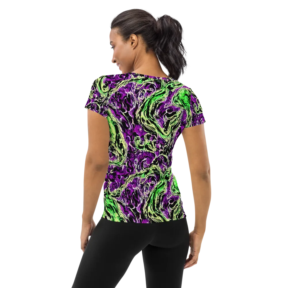Psychedelic Noir on Women's Athletic T-Shirt — Back