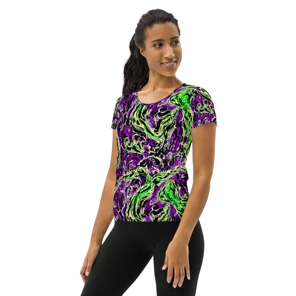 Psychedelic Noir on Women's Athletic T-Shirt — Left