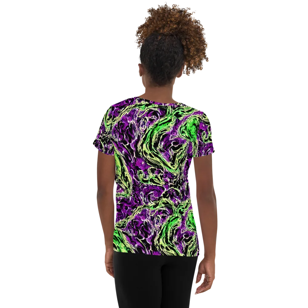 Psychedelic Noir on Women's Athletic T-Shirt — Back